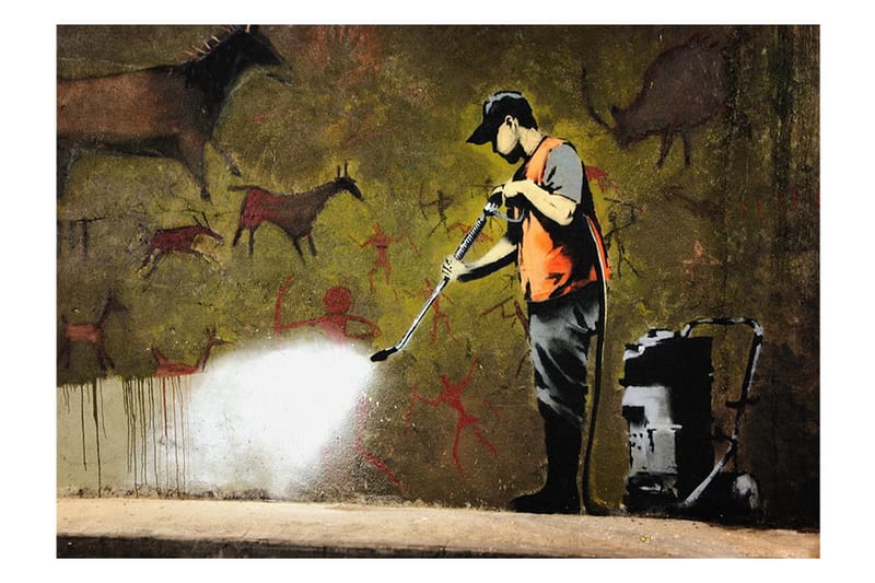 Fototapet Banksy Cave Painting 350x245 - Artgeist sp. z o. o. - Boligtilbehør - Vægdekoration - Tapeter - Fototapeter