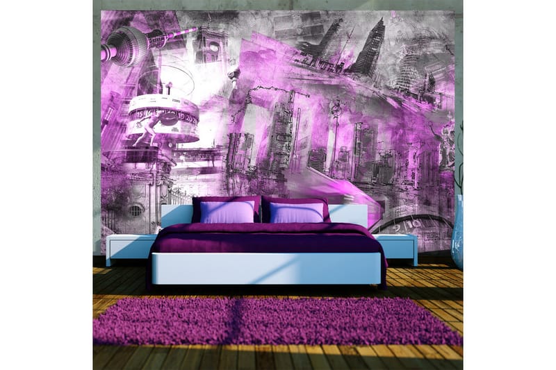 Fototapet Berlin Collage Violet 100x70 - Artgeist sp. z o. o. - Boligtilbehør - Vægdekoration - Tapeter - Fototapeter