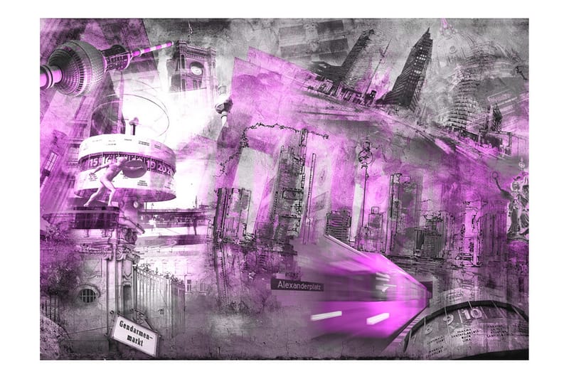 Fototapet Berlin Collage Violet 100x70 - Artgeist sp. z o. o. - Boligtilbehør - Vægdekoration - Tapeter - Fototapeter