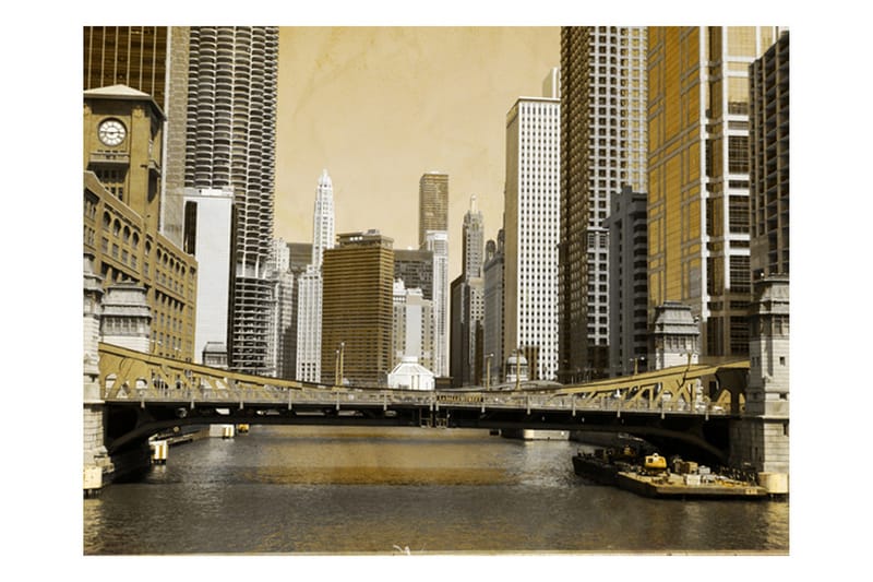 Fototapet Chicagos Brygge Retro Effekt 350x270 - Artgeist sp. z o. o. - Boligtilbehør - Vægdekoration - Tapeter - Fototapeter