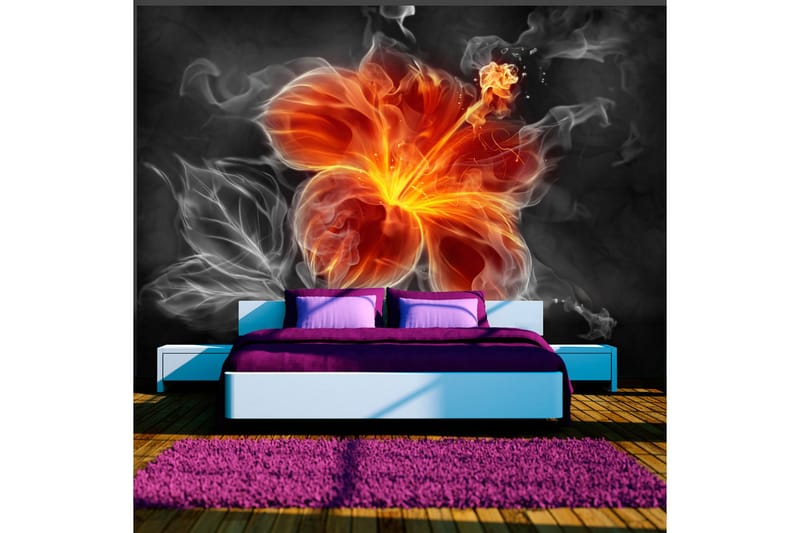 Fototapet Fiery Flower Inside The Smoke 350x245 - Artgeist sp. z o. o. - Boligtilbehør - Vægdekoration - Tapeter - Fototapeter