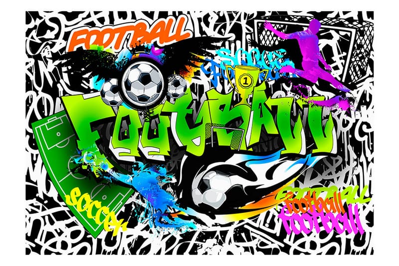 Fototapet Football Graffiti 100x70 - Artgeist sp. z o. o. - Boligtilbehør - Vægdekoration - Tapeter - Fototapeter