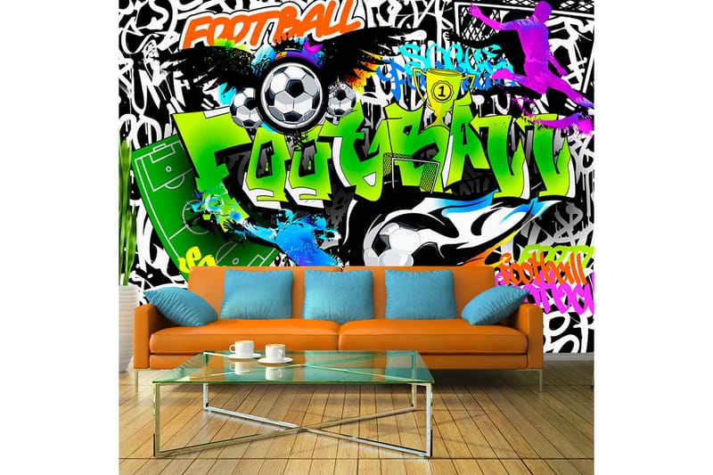 Fototapet Football Graffiti 300x210 - Artgeist sp. z o. o. - Boligtilbehør - Vægdekoration - Tapeter - Fototapeter