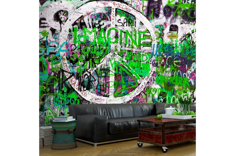 Fototapet Green Graffiti 300x210 - Artgeist sp. z o. o. - Boligtilbehør - Vægdekoration - Tapeter - Fototapeter