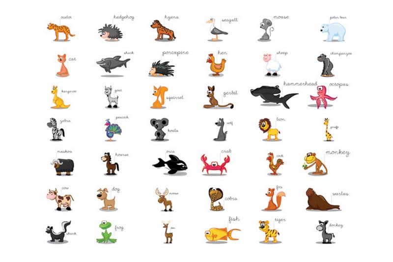 Fototapet Learning By Playing Animals 250x193 - Artgeist sp. z o. o. - Boligtilbehør - Vægdekoration - Tapeter - Fototapeter