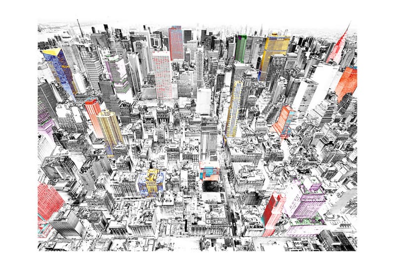 Fototapet Skitse over New York 200x154 - Artgeist sp. z o. o. - Boligtilbehør - Vægdekoration - Tapeter - Fototapeter