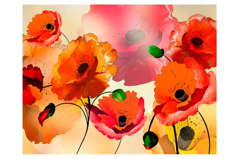 Fototapet Velvet Poppies 350x270 - Artgeist sp. z o. o. - Boligtilbehør - Vægdekoration - Tapeter - Fototapeter