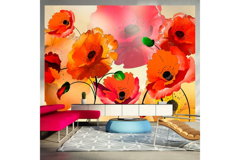 Fototapet Velvet Poppies 350x270 - Artgeist sp. z o. o. - Boligtilbehør - Vægdekoration - Tapeter - Fototapeter