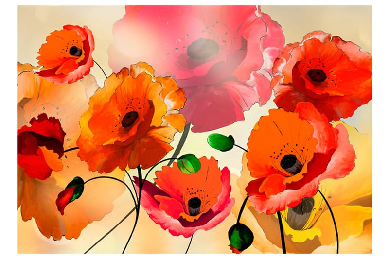 Fototapet Velvet Poppies 100x70 - Artgeist sp. z o. o. - Boligtilbehør - Vægdekoration - Tapeter - Fototapeter