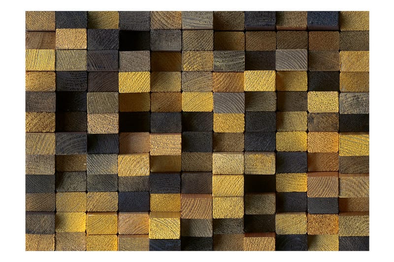 Fototapet Wooden Cubes 300x210 - Artgeist sp. z o. o. - Boligtilbehør - Vægdekoration - Tapeter - Fototapeter