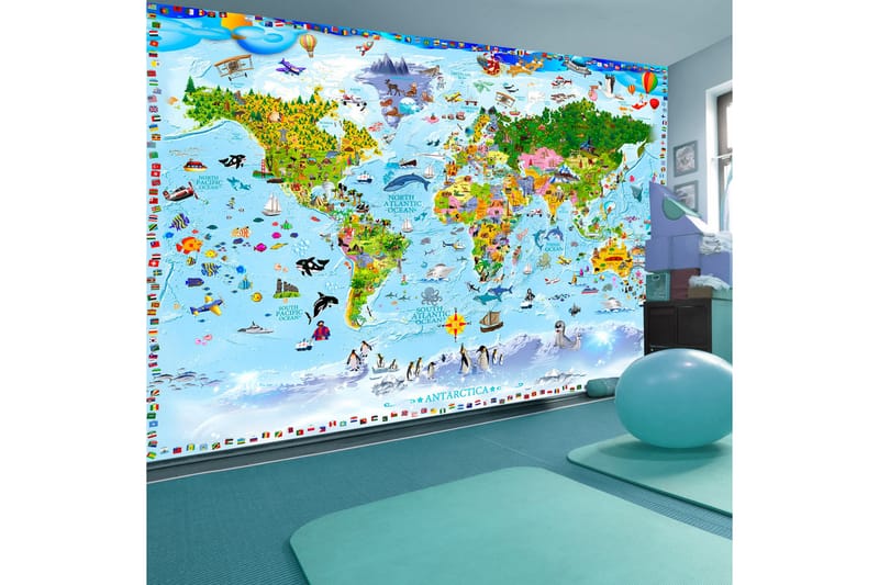 Fototapet World Map For Kids 300x210 - Artgeist sp. z o. o. - Boligtilbehør - Vægdekoration - Tapeter - Fototapeter