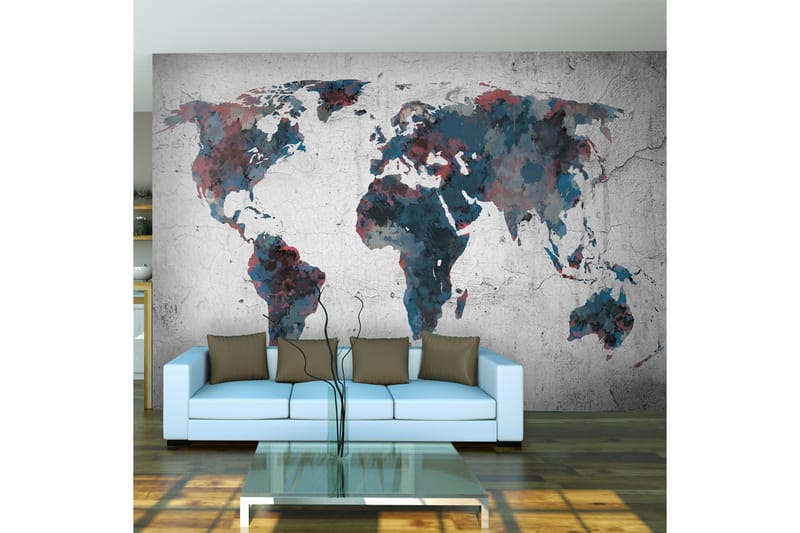 Fototapet World Map On The Wall 300x231 - Artgeist sp. z o. o. - Boligtilbehør - Vægdekoration - Tapeter - Fototapeter