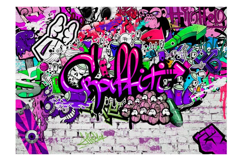 Fototapet Purple Graffiti 400x280 - Artgeist sp. z o. o. - Boligtilbehør - Vægdekoration - Tapeter - Fototapeter