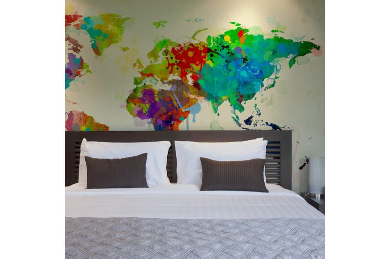 Fototapet Paint Splashes Map Of The World 250x193 - Artgeist sp. z o. o. - Boligtilbehør - Vægdekoration - Tapeter - Fototapeter