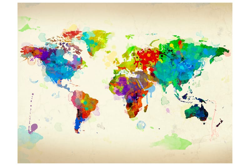 Fototapet Paint Splashes Map Of The World 400x309 - Artgeist sp. z o. o. - Boligtilbehør - Vægdekoration - Tapeter - Fototapeter