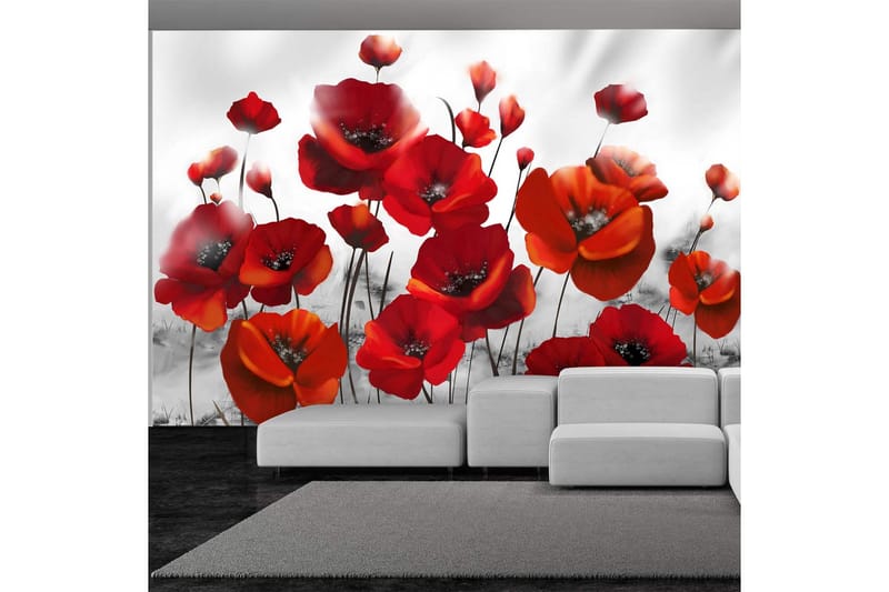 Fototapet Poppies In The Moonlight 350x245 - Artgeist sp. z o. o. - Boligtilbehør - Vægdekoration - Tapeter - Fototapeter