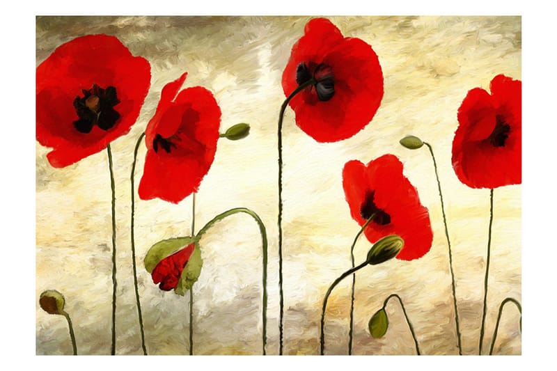 Fototapet Painted Poppy 250x193 - Artgeist sp. z o. o. - Boligtilbehør - Vægdekoration - Tapeter - Fototapeter