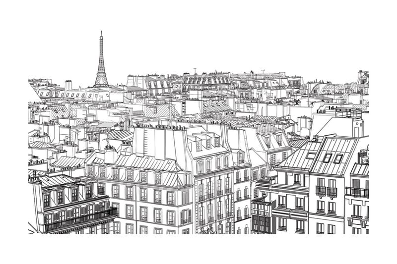 Fototapet Parisian S Sketchbook 450x270 - Artgeist sp. z o. o. - Boligtilbehør - Vægdekoration - Tapeter - Fototapeter