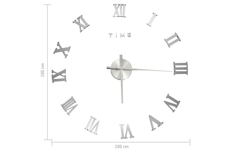 3D-Vægur 100 cm Moderne Design xxl Sølvfarvet - Sølv - Vægure & Ure