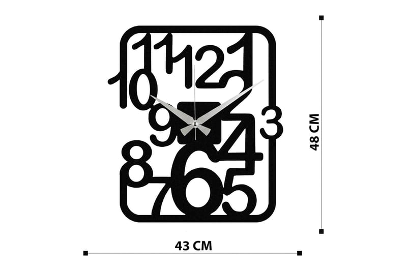 Achterdis Vægur Firkantet - Sort - Boligtilbehør - Vægdekoration - Vægure & Ure