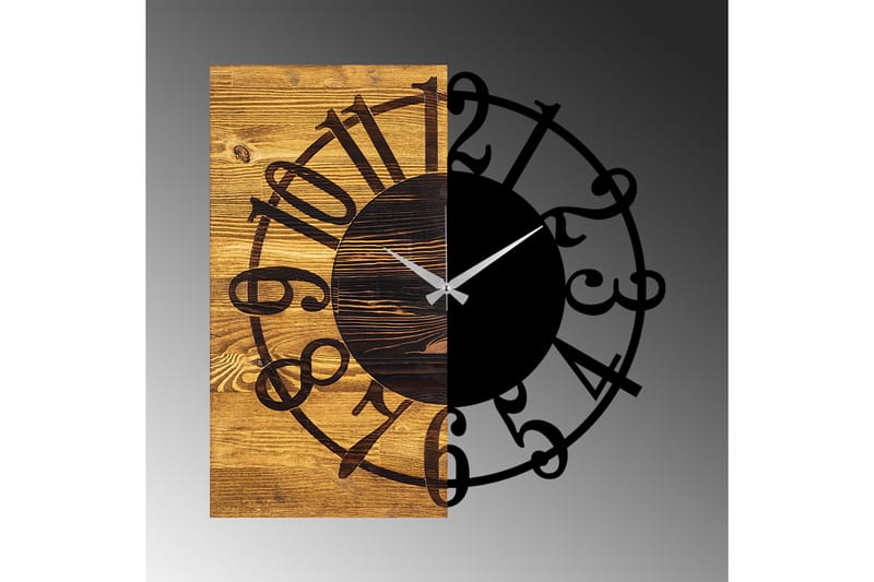 Wooden Clock 1 - Sort/Valnød - Boligtilbehør - Vægdekoration - Vægure & Ure