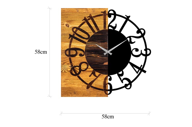 Wooden Clock 1 - Sort/Valnød - Boligtilbehør - Vægdekoration - Vægure & Ure