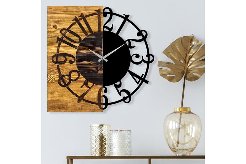 Wooden Clock 1 - Sort/Valnød - Vægure & Ure