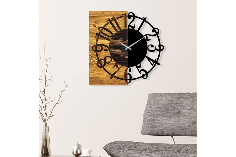 Wooden Clock 1 - Sort/Valnød - Boligtilbehør - Vægdekoration - Vægure & Ure