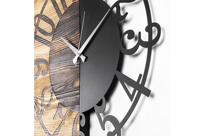 Wooden Clock 1 - Sort/Valnød - Vægure & Ure