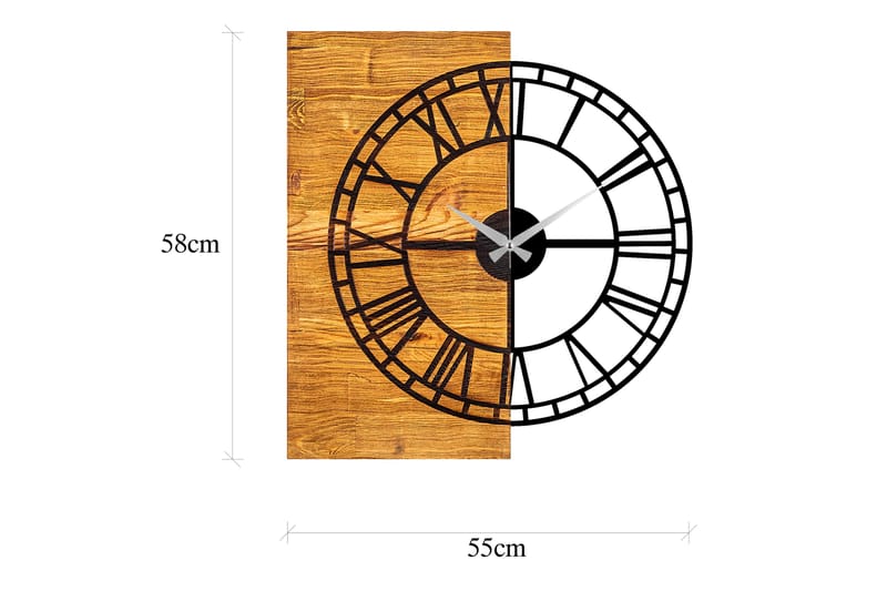 Wooden Clock 10 - Sort/Valnød - Boligtilbehør - Vægdekoration - Vægure & Ure