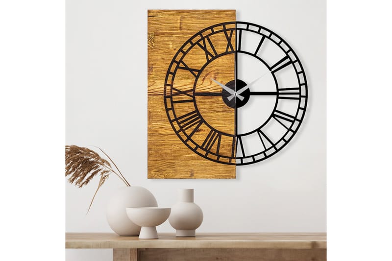 Wooden Clock 10 - Sort/Valnød - Boligtilbehør - Vægdekoration - Vægure & Ure