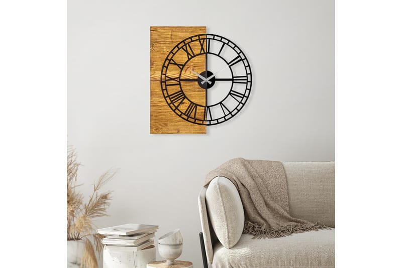 Wooden Clock 10 - Sort/Valnød - Boligtilbehør - Vægdekoration - Vægure & Ure