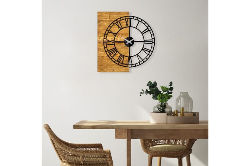 Wooden Clock 10 - Sort/Valnød - Boligtilbehør - Vægdekoration - Vægure & Ure