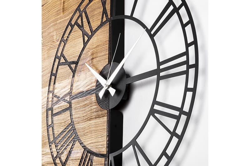 Wooden Clock 10 - Sort/Valnød - Boligtilbehør - Vægdekoration - Vægure & Ure