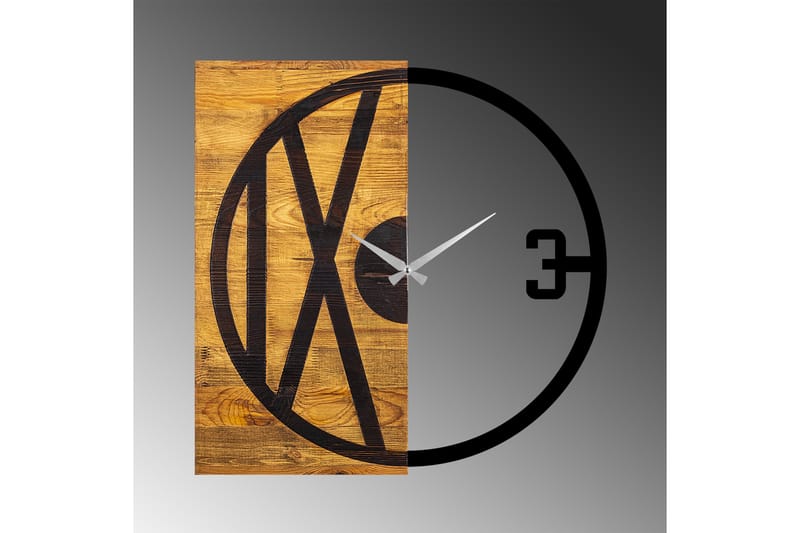 Wooden Clock 24 - Sort/Valnød - Boligtilbehør - Vægdekoration - Vægure & Ure