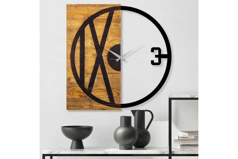 Wooden Clock 24 - Sort/Valnød - Boligtilbehør - Vægdekoration - Vægure & Ure