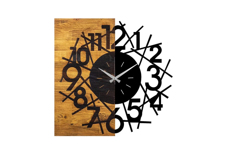 Wooden Clock 26 - Sort/Valnød - Boligtilbehør - Vægdekoration - Vægure & Ure