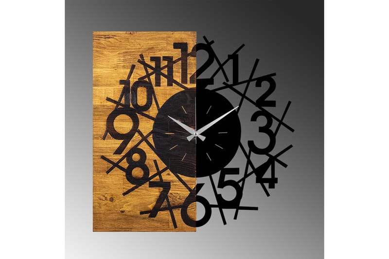 Wooden Clock 26 - Sort/Valnød - Boligtilbehør - Vægdekoration - Vægure & Ure