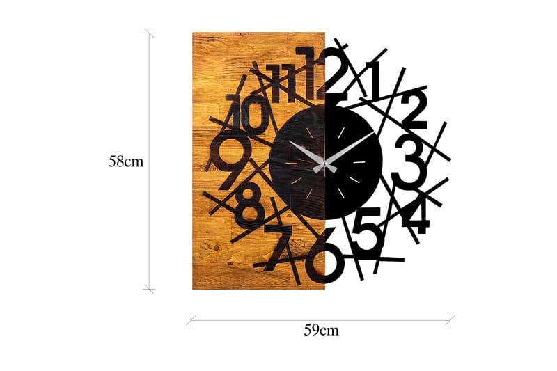 Wooden Clock 26 - Sort/Valnød - Boligtilbehør - Vægdekoration - Vægure & Ure