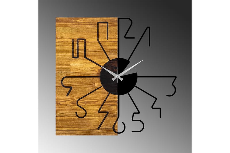 Wooden Clock 29 - Sort/Valnød - Boligtilbehør - Vægdekoration - Vægure & Ure