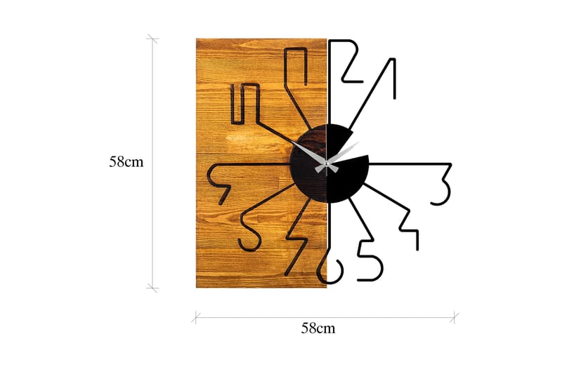 Wooden Clock 29 - Sort/Valnød - Boligtilbehør - Vægdekoration - Vægure & Ure