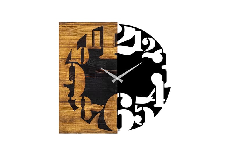 Wooden Clock 3 - Sort/Valnød - Boligtilbehør - Vægdekoration - Vægure & Ure