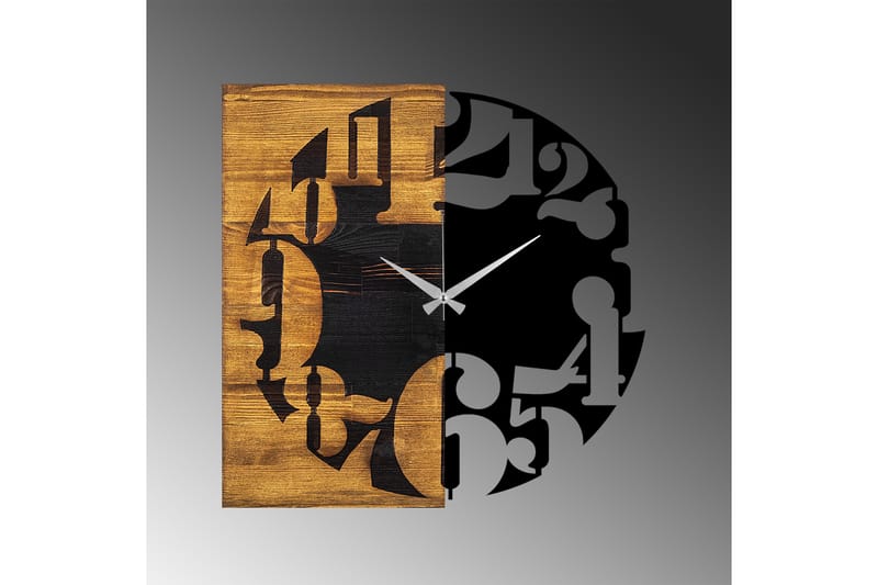 Wooden Clock 3 - Sort/Valnød - Boligtilbehør - Vægdekoration - Vægure & Ure