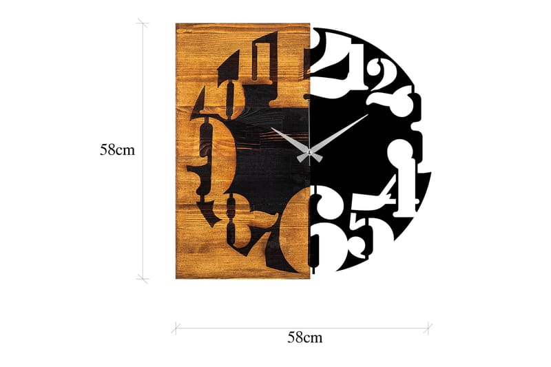 Wooden Clock 3 - Sort/Valnød - Boligtilbehør - Vægdekoration - Vægure & Ure