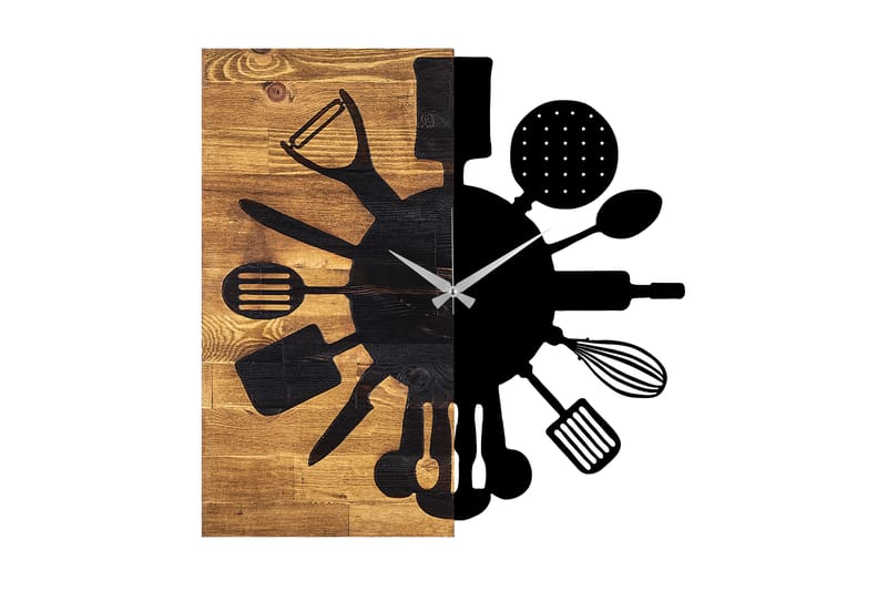 Wooden Clock 32 - Sort/Valnød - Boligtilbehør - Vægdekoration - Vægure & Ure