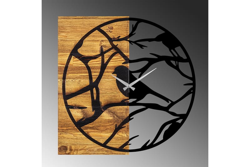 Wooden Clock 35 - Sort/Valnød - Boligtilbehør - Vægdekoration - Vægure & Ure