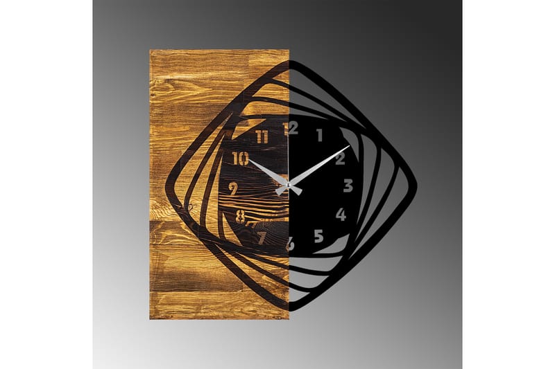 Wooden Clock 4 - Sort/Valnød - Boligtilbehør - Vægdekoration - Vægure & Ure