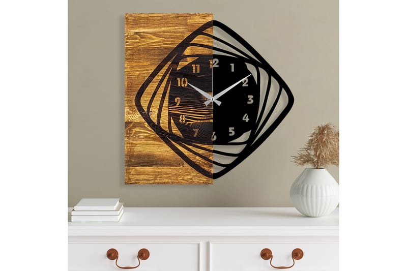 Wooden Clock 4 - Sort/Valnød - Boligtilbehør - Vægdekoration - Vægure & Ure