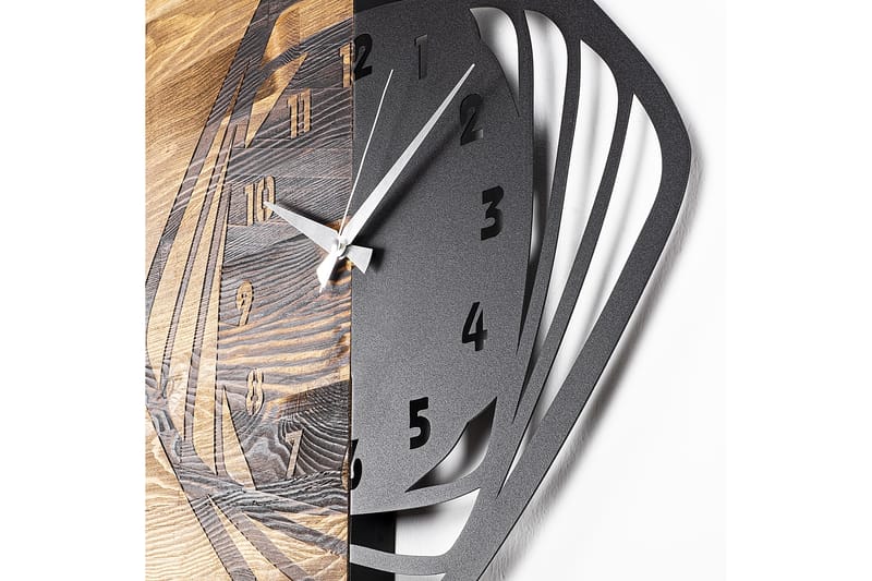 Wooden Clock 4 - Sort/Valnød - Boligtilbehør - Vægdekoration - Vægure & Ure