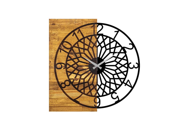 Wooden Clock 6 - Sort/Valnød - Boligtilbehør - Vægdekoration - Vægure & Ure